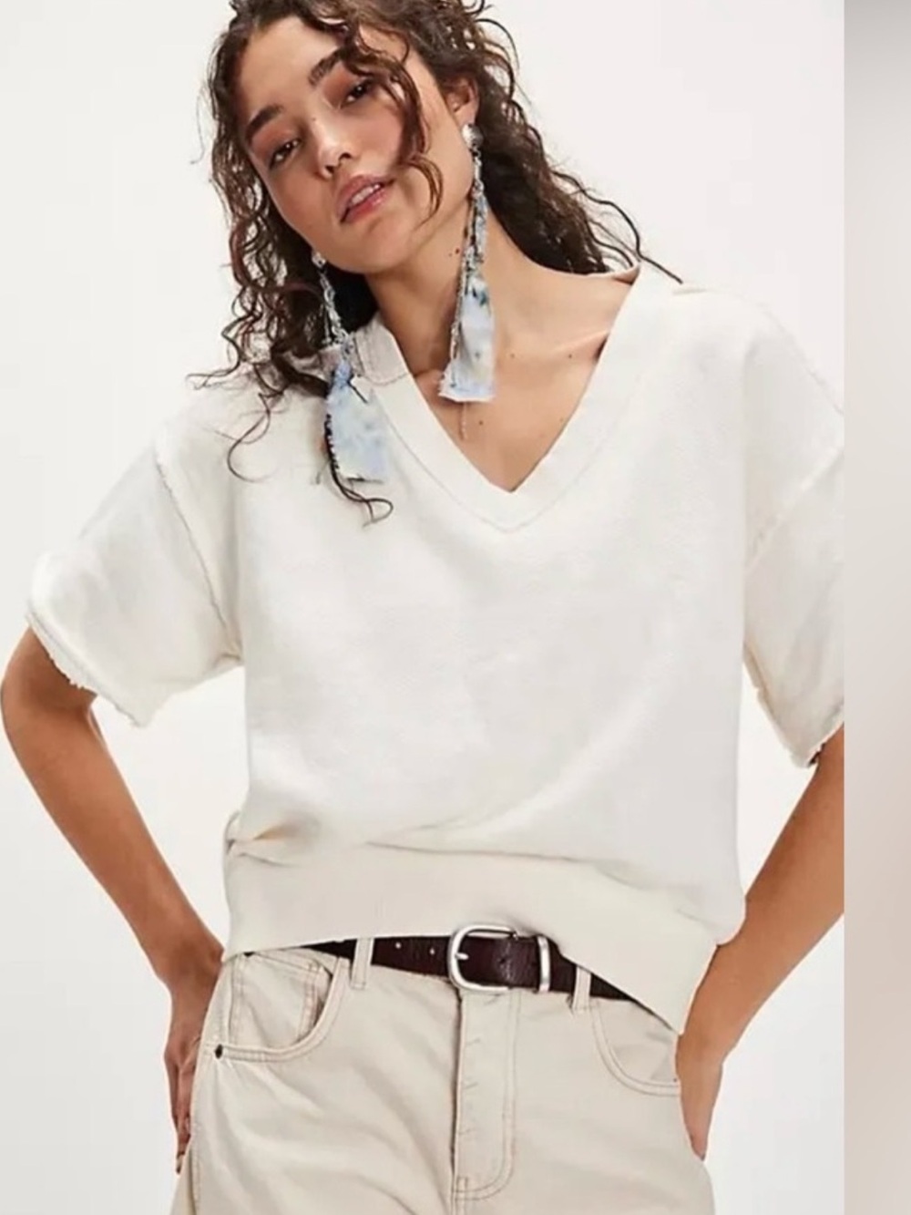Free People We The Free So Easy Sweatshirt, Ivory/Winter White, Size S